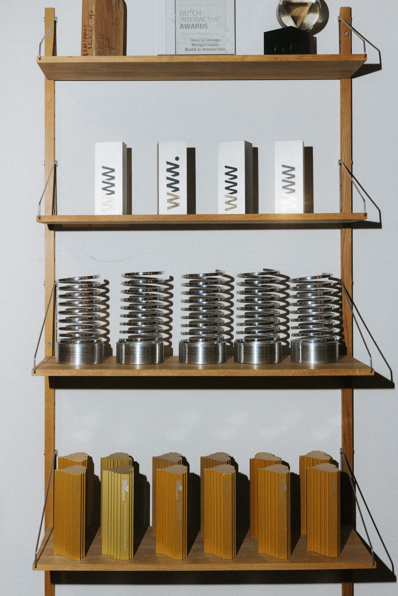 Awards on shelves