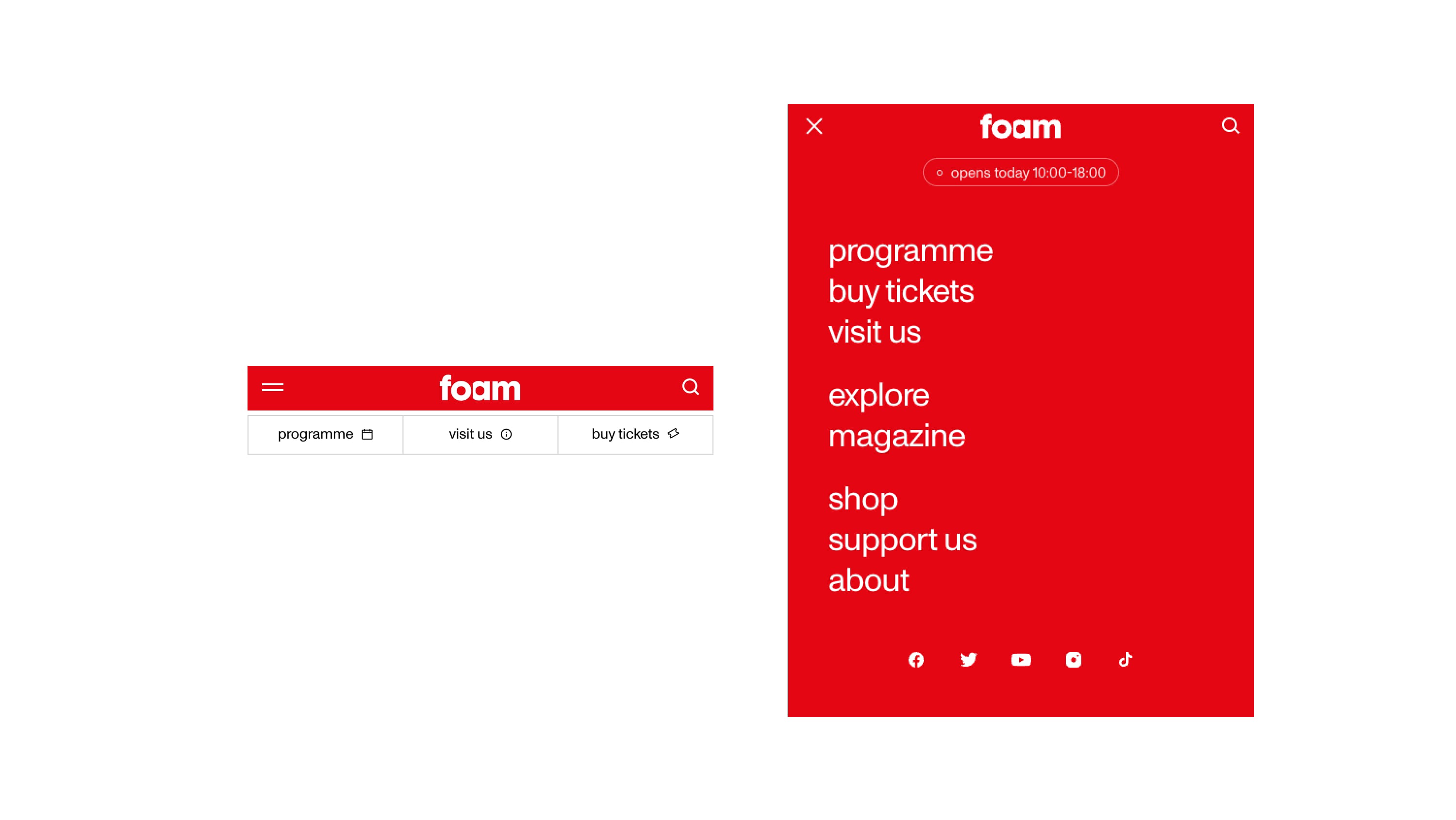 foam menu