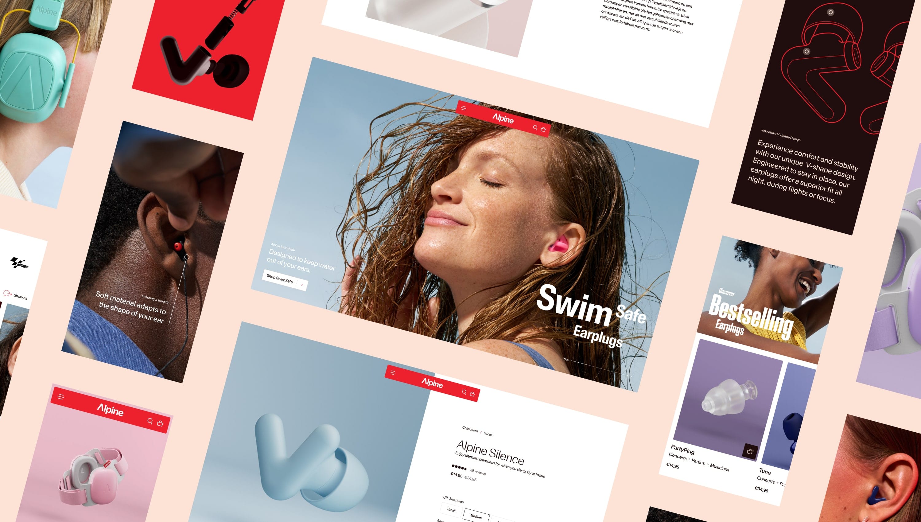 Overview of mobile and desktop screens from the Alpine website