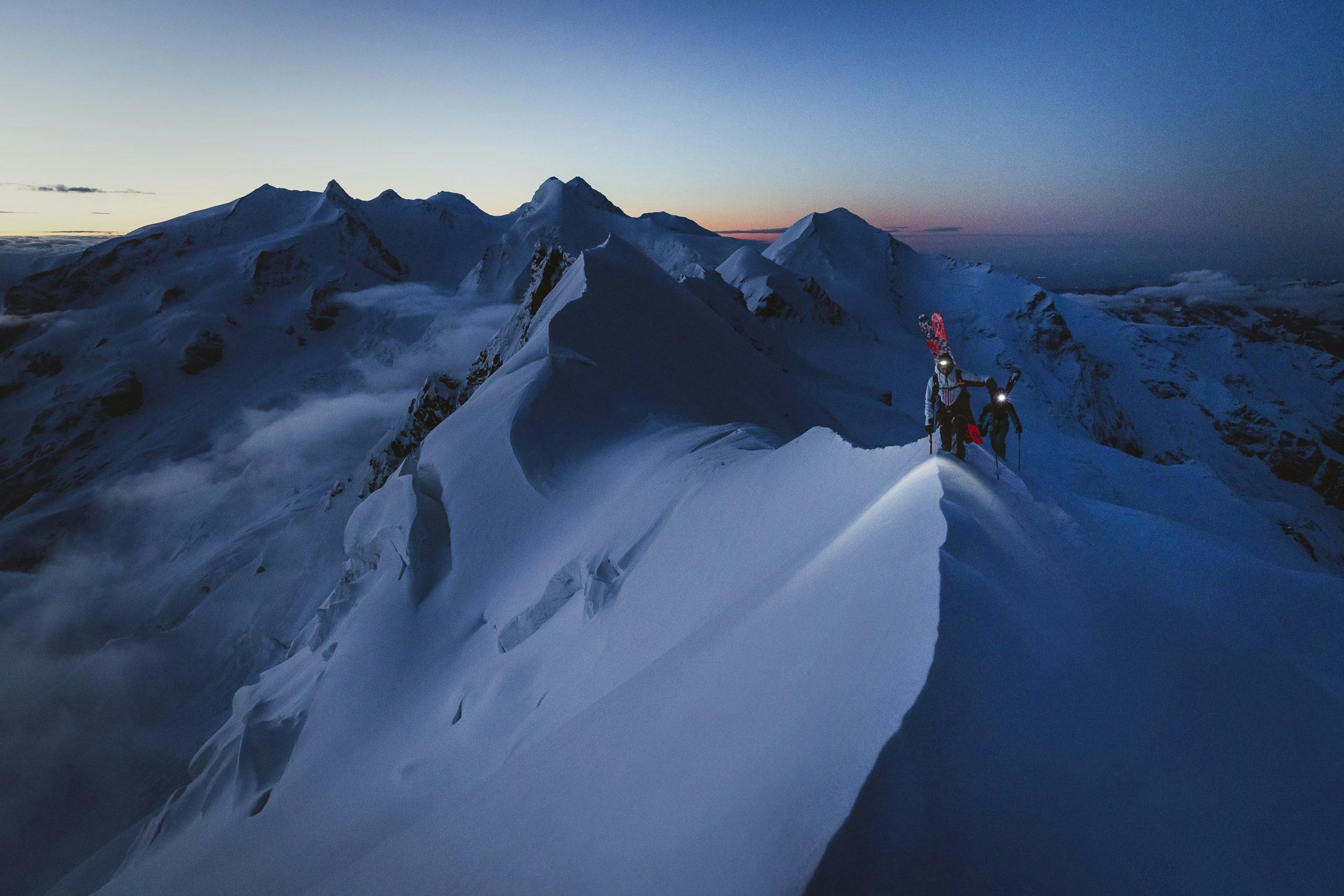 Climbers ascending the Matterhorn mountain