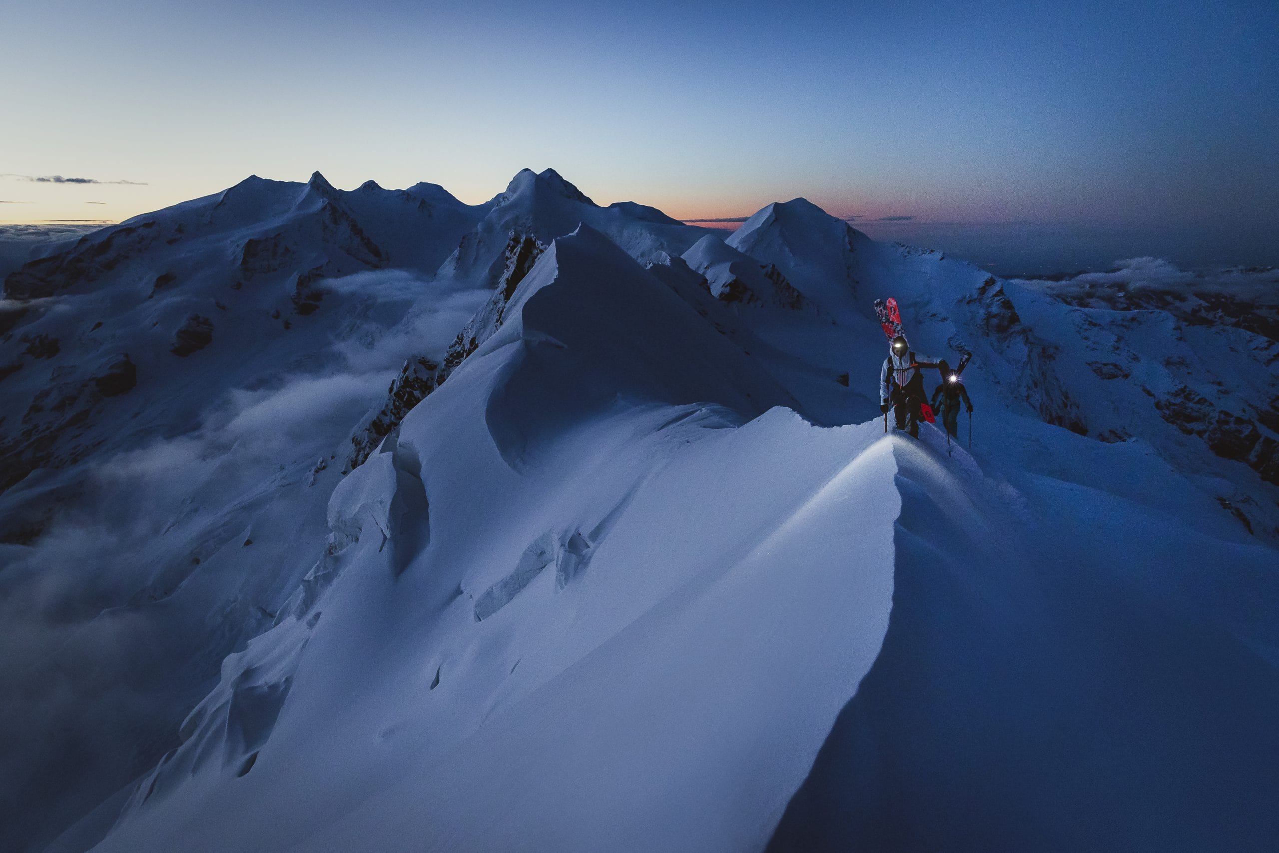 Climbers ascending the Matterhorn mountain